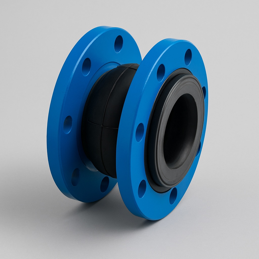 Gummikompensator med flenser for vibrasjonsdemping