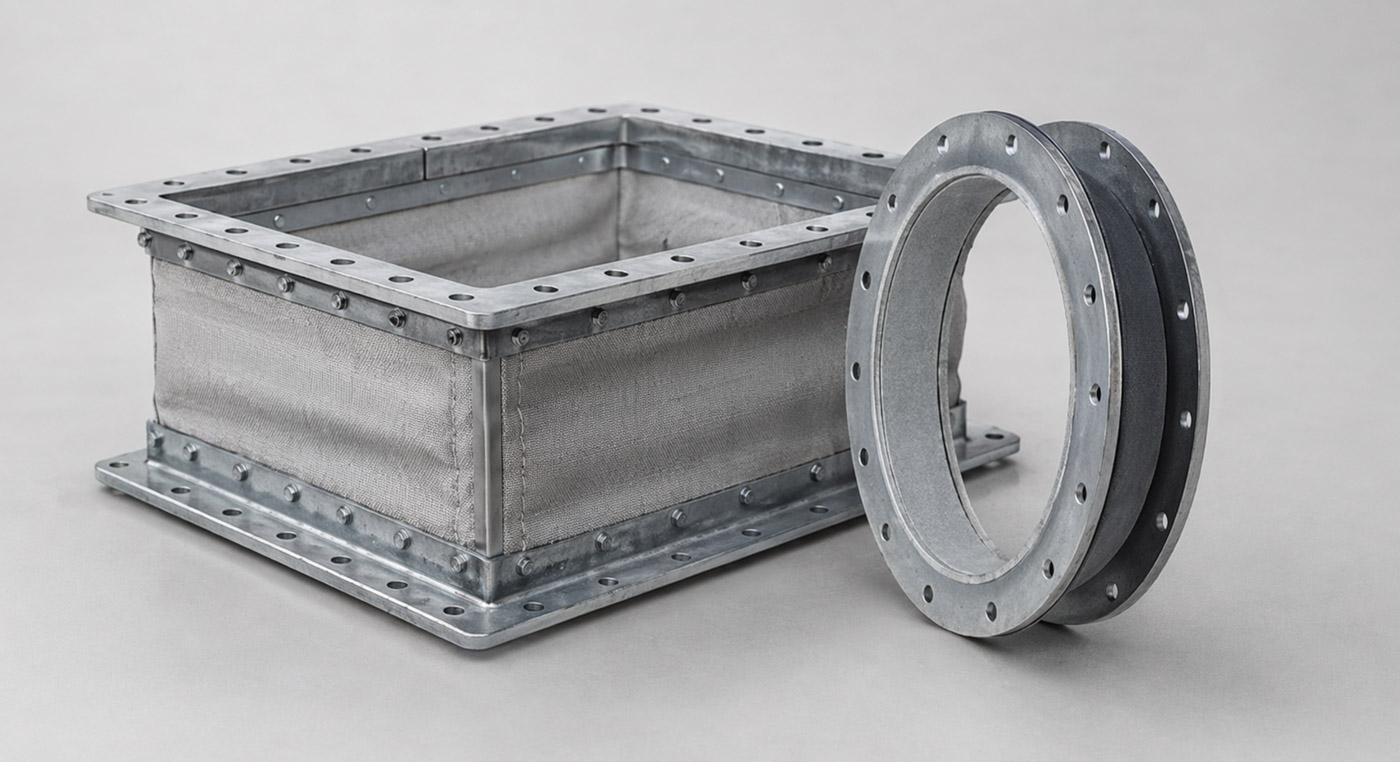 Fabric expansion joint for flue gas and air